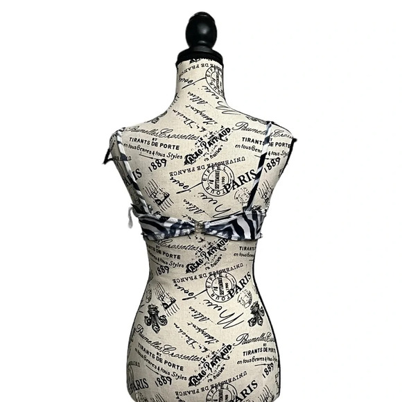 NORMA KAMALI X Underwire Bikini Top Blue White Chevron Strappy Outdoor Beach XXS - Picture 4 of 9